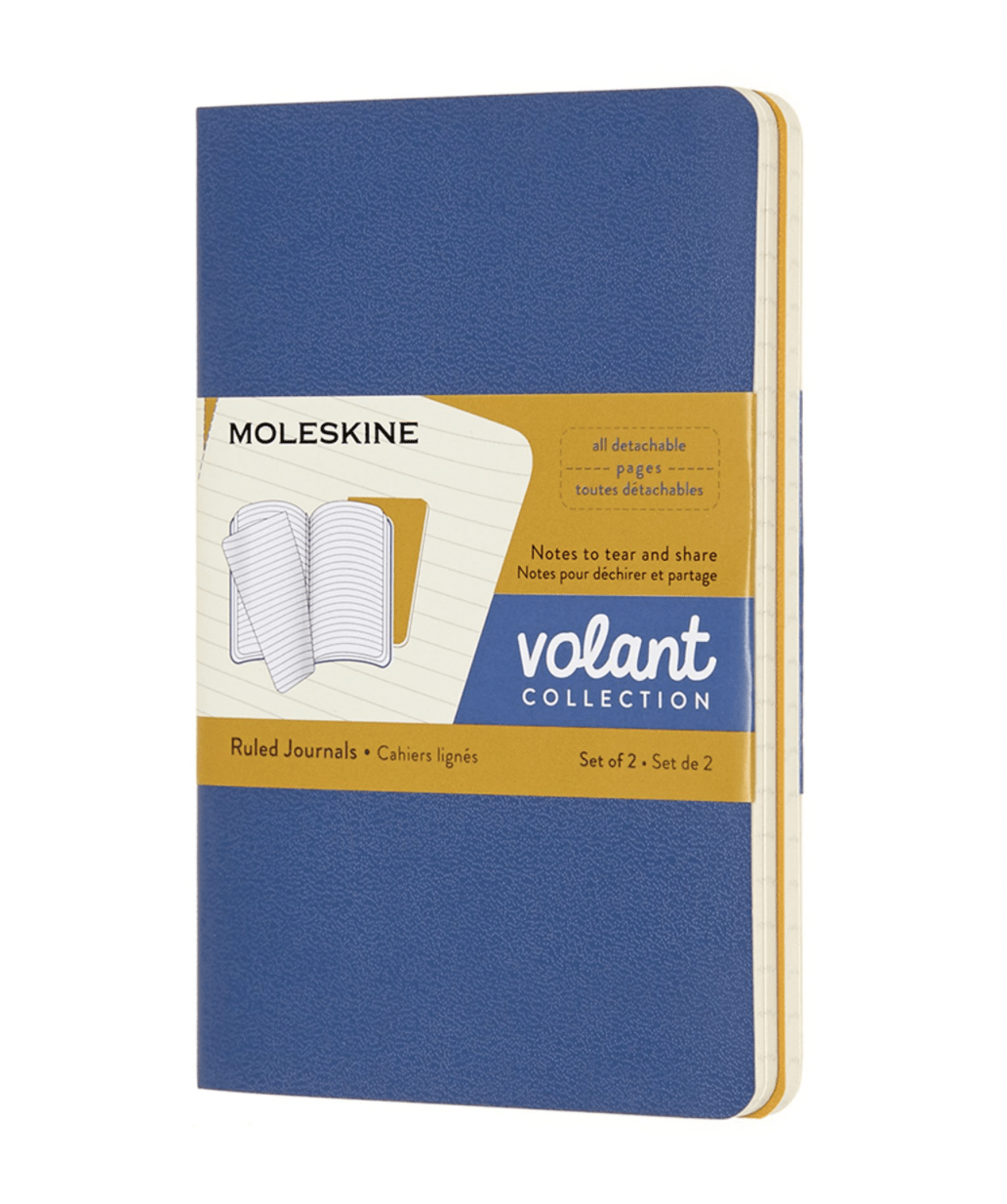 Moleskine Notebook Forget-Me-Not Blue/Amber Yellow / Pocket Moleskine Volant Journals - Ruled Set of 2