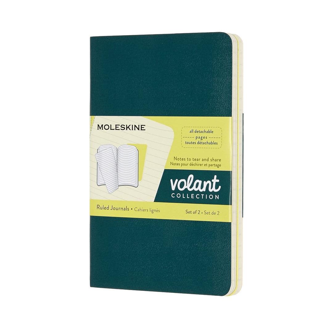 Moleskine Notebook Pine Green/Lemon Yellow / Pocket Moleskine Volant Journals - Ruled Set of 2