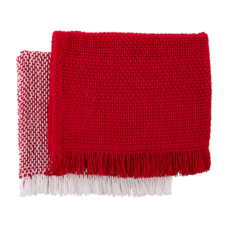 Mud Pie Tea Towel Red and White Woven Towel Set