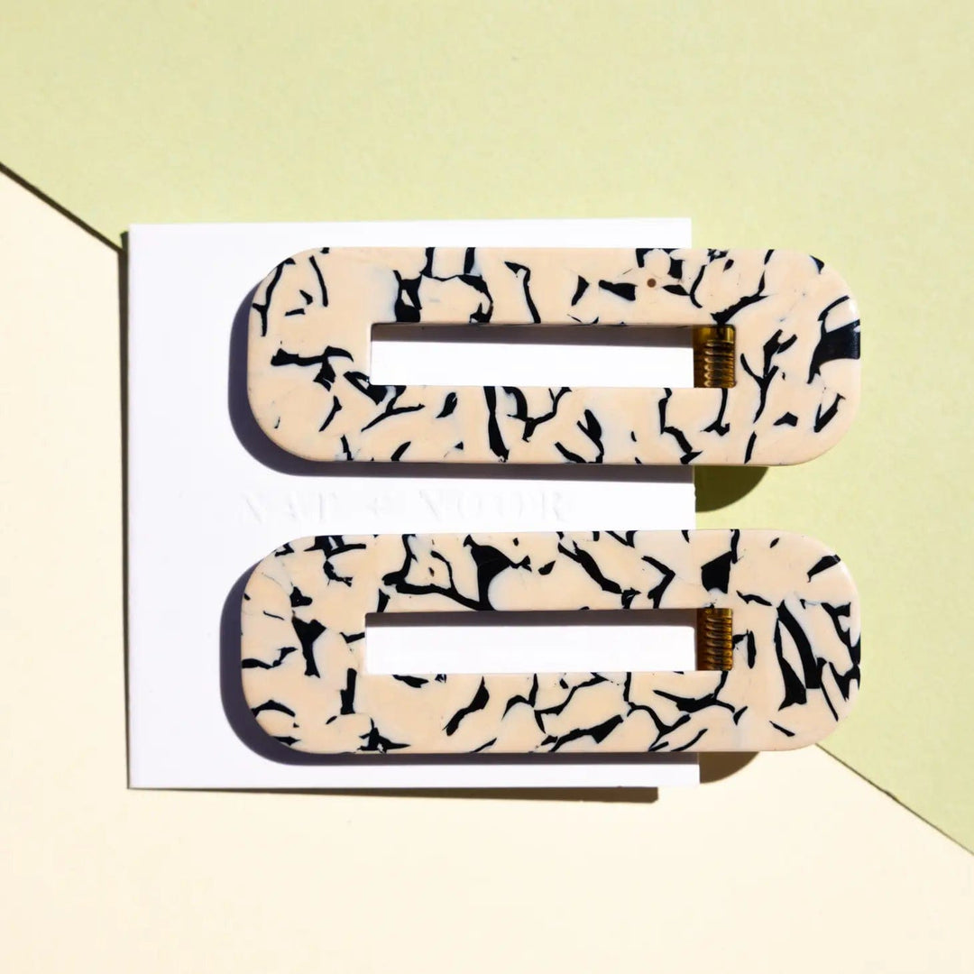 Nat + Noor Hair Accessories Tortoise Duo Hair Clips in Marble Hair Clips