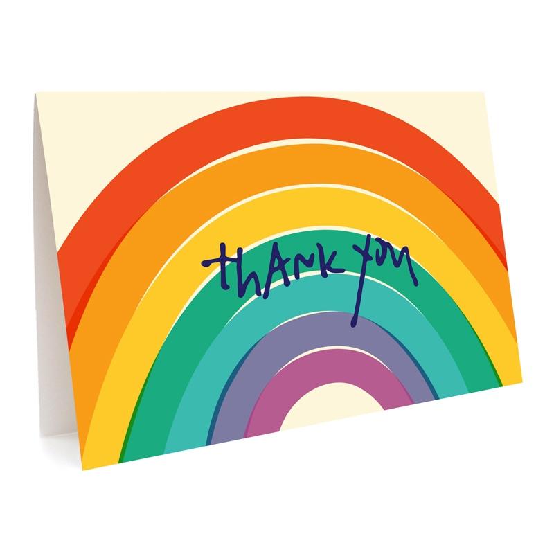 Night Owl Paper Goods Boxed Card Set Big Rainbow Thank You Cards- Box of 6