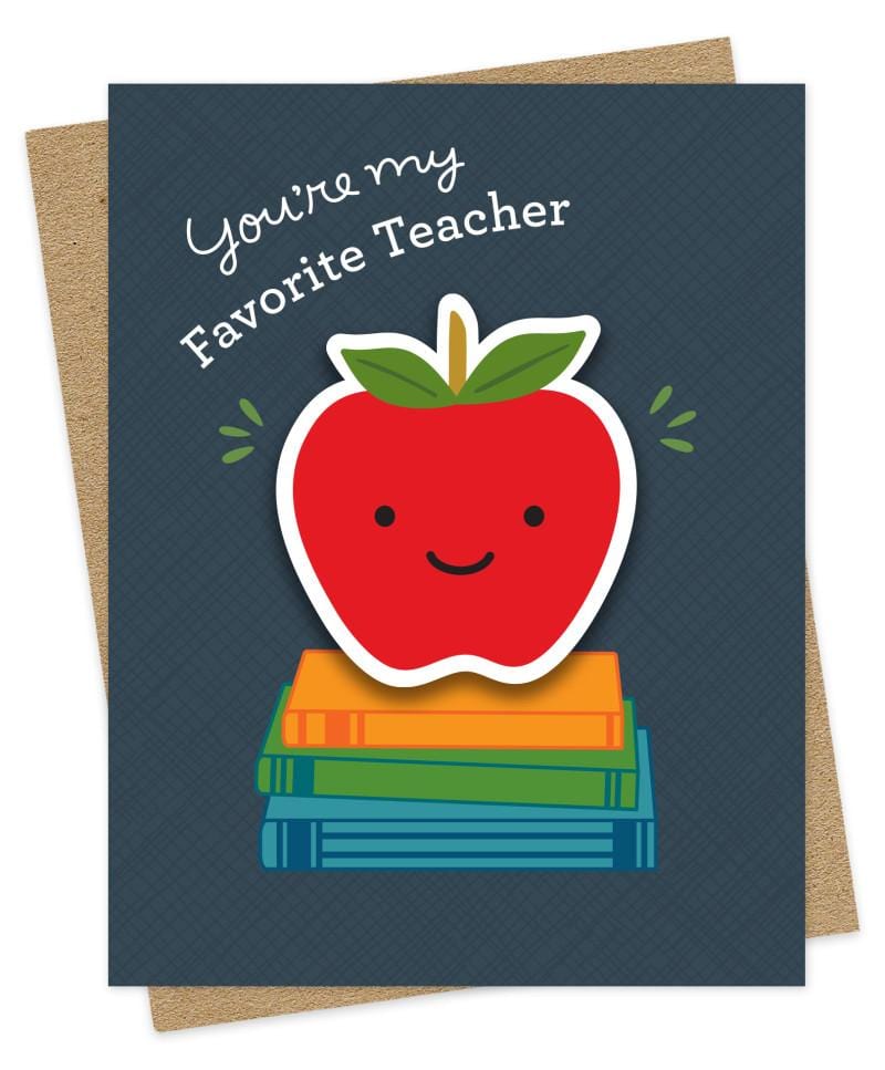 Night Owl Paper Goods Card Favorite Teacher Apple Sticker Card