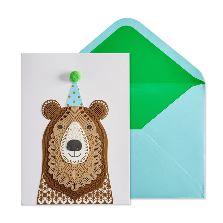 Niquea.D Card Bear with Hat Birthday Card