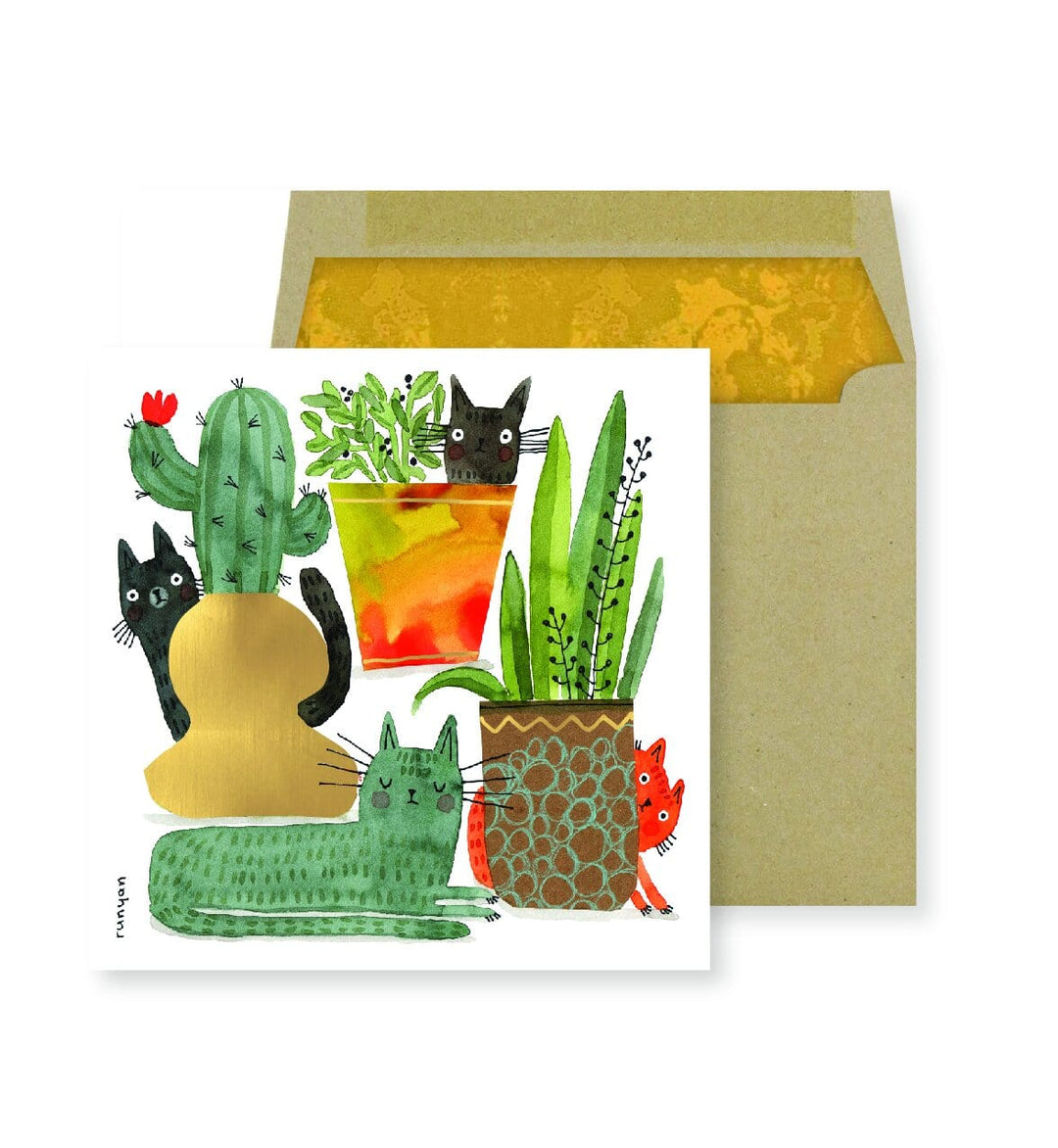 Niquea.D Card Cats and Cactus Blank Card