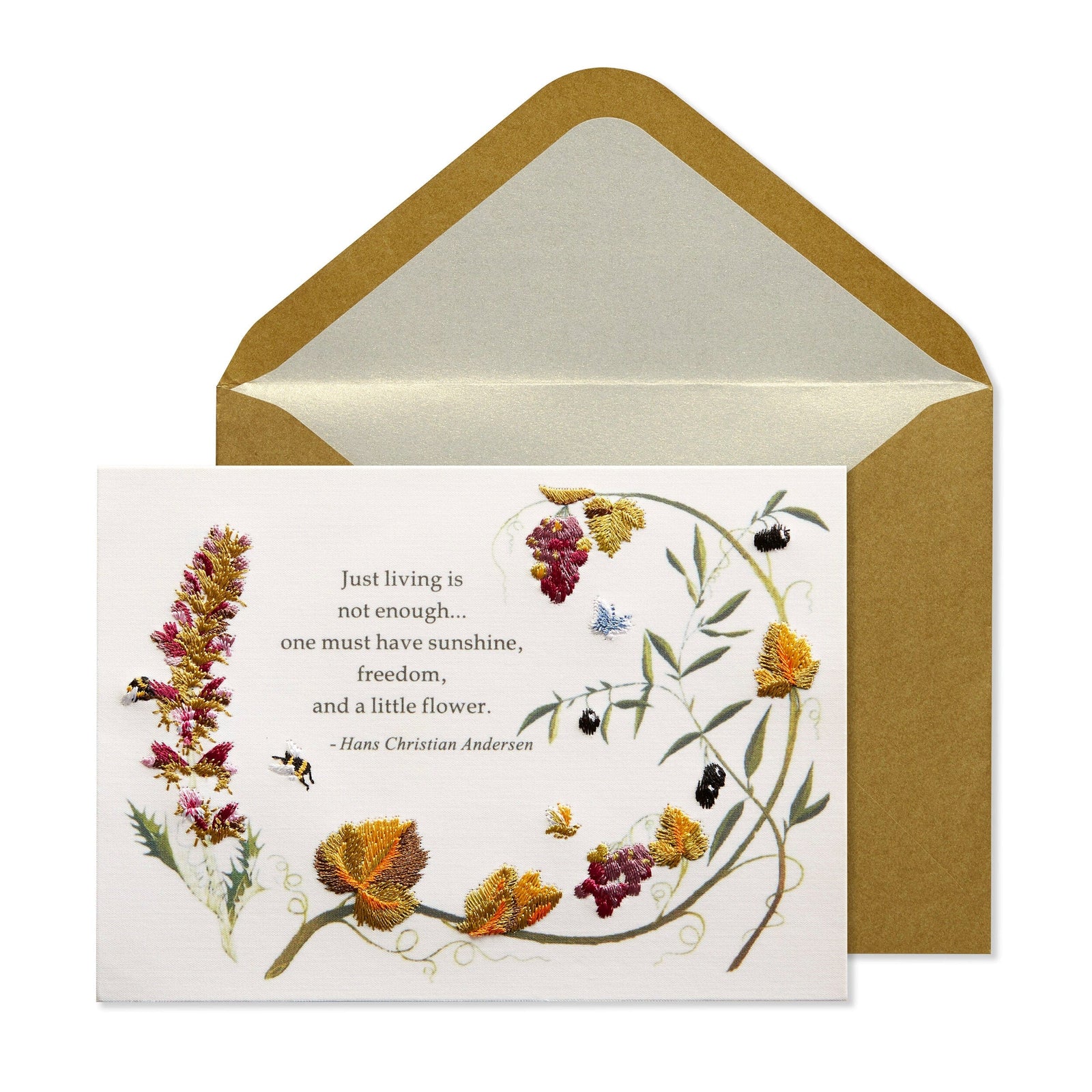 Niquea.D Card Embroidered Leaves & Flowers Birthday Card