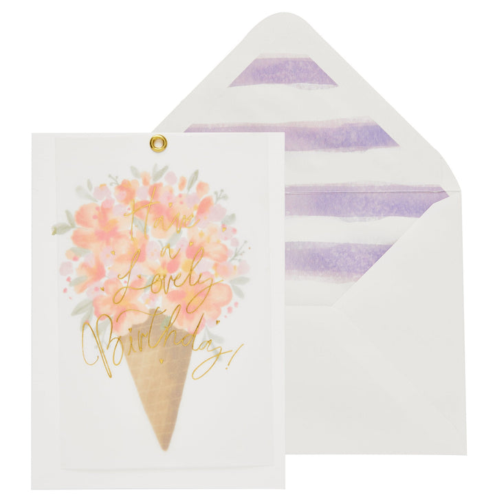 Niquea.D Card Floral in Sugar Cone with Vellum Birthday Card