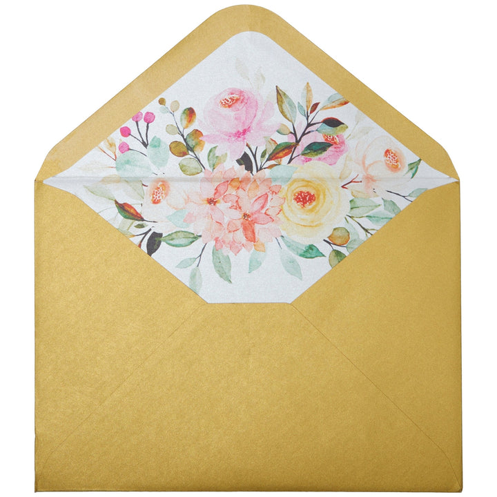 Niquea.D Card Gold Butterfly on Flowers Blank Card