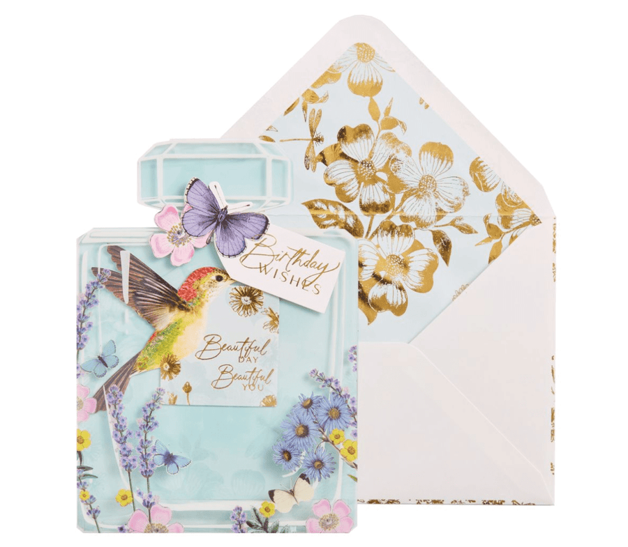 Niquea.D Card Perfume & Hummingbird Birthday Card