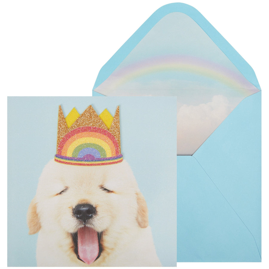 Niquea.D Card Puppy in Rainbow Crown Birthday Card