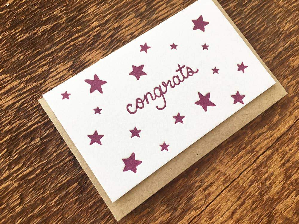 Noteworthy Paper & Press Enclosure Card Congrats Purple Stars Enclosure Card