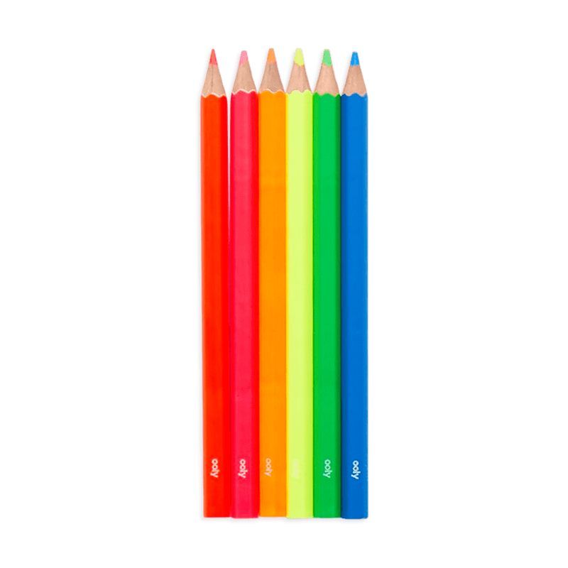 OOLY Art Supplies Jumbo Brights Neon Colored Pencils Set of 6