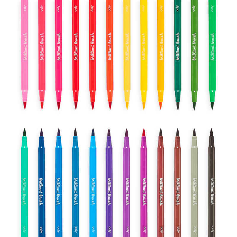 OOLY Art Supply Brilliant Brush Markers - Set of 24