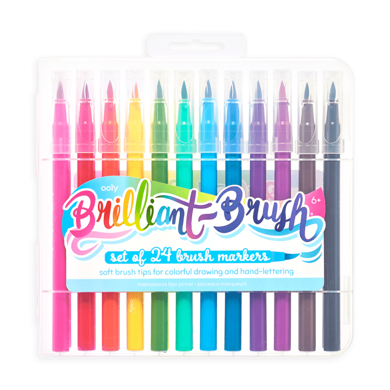OOLY Art Supply Brilliant Brush Markers - Set of 24