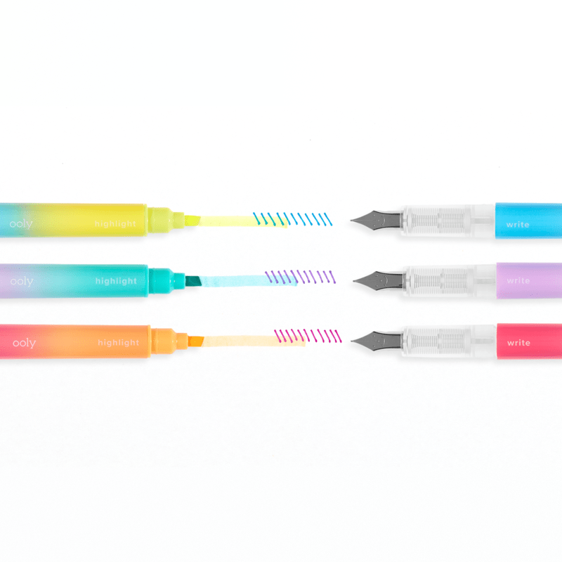 OOLY Fountain Pen Writer's Duo 2 in 1 Fountain Pens + Highlighters