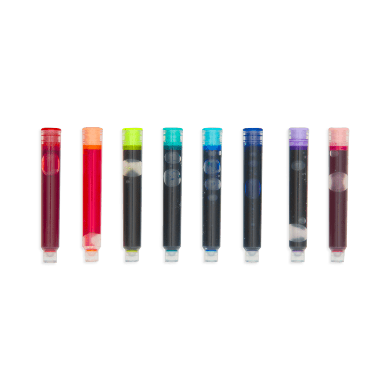 OOLY Pen Color Write Fountain Pens Colored Ink Refills - Set of 8