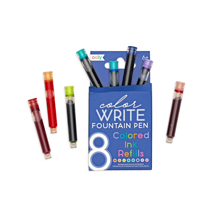OOLY Pen Color Write Fountain Pens Colored Ink Refills - Set of 8