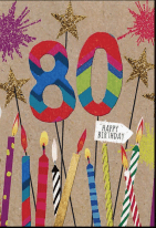 Paper Planet Card Happy (80th) Birthday!