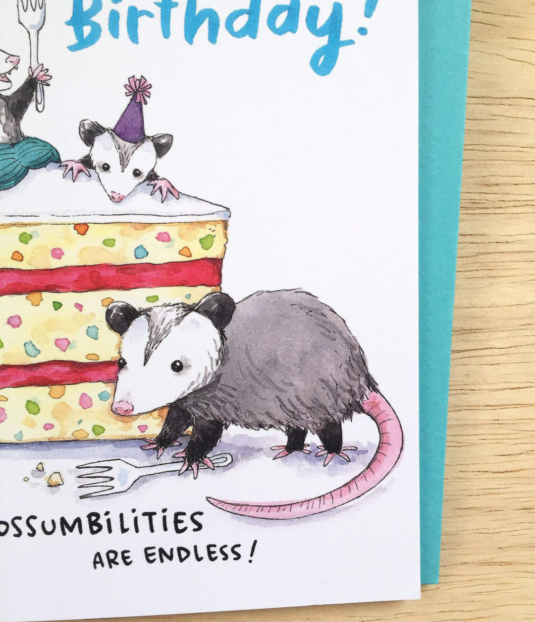 Paper Wilderness Single Card Possibilities Are Endless Opossum Happy Birthday Possum Card