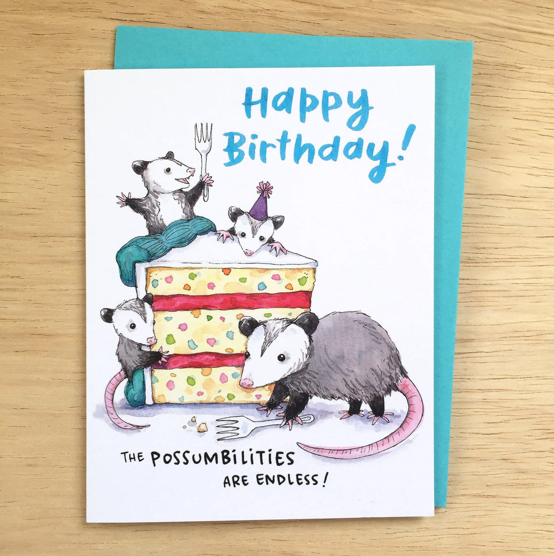 Paper Wilderness Single Card Possibilities Are Endless Opossum Happy Birthday Possum Card