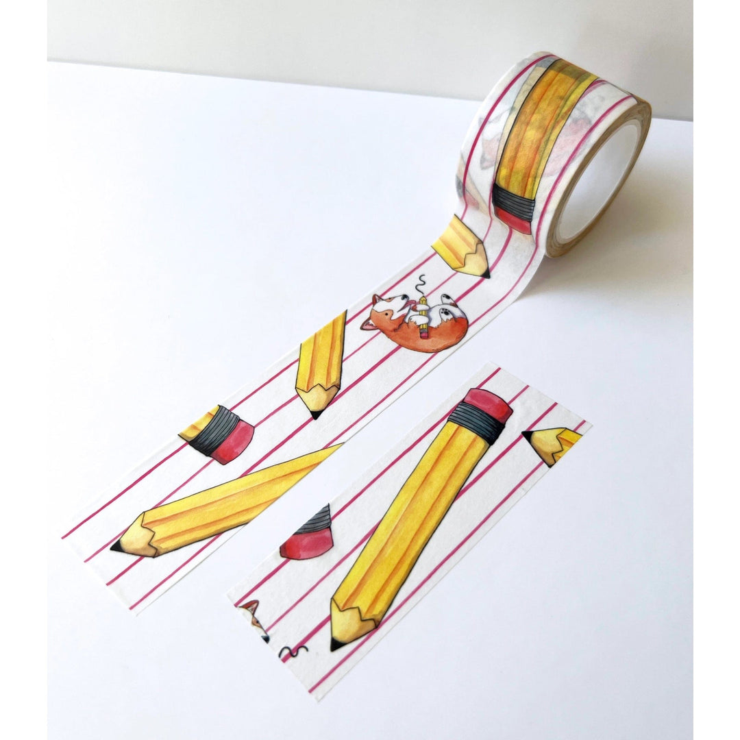 Paper Wilderness Tape Corgis and Pencils 30mm Washi Tape