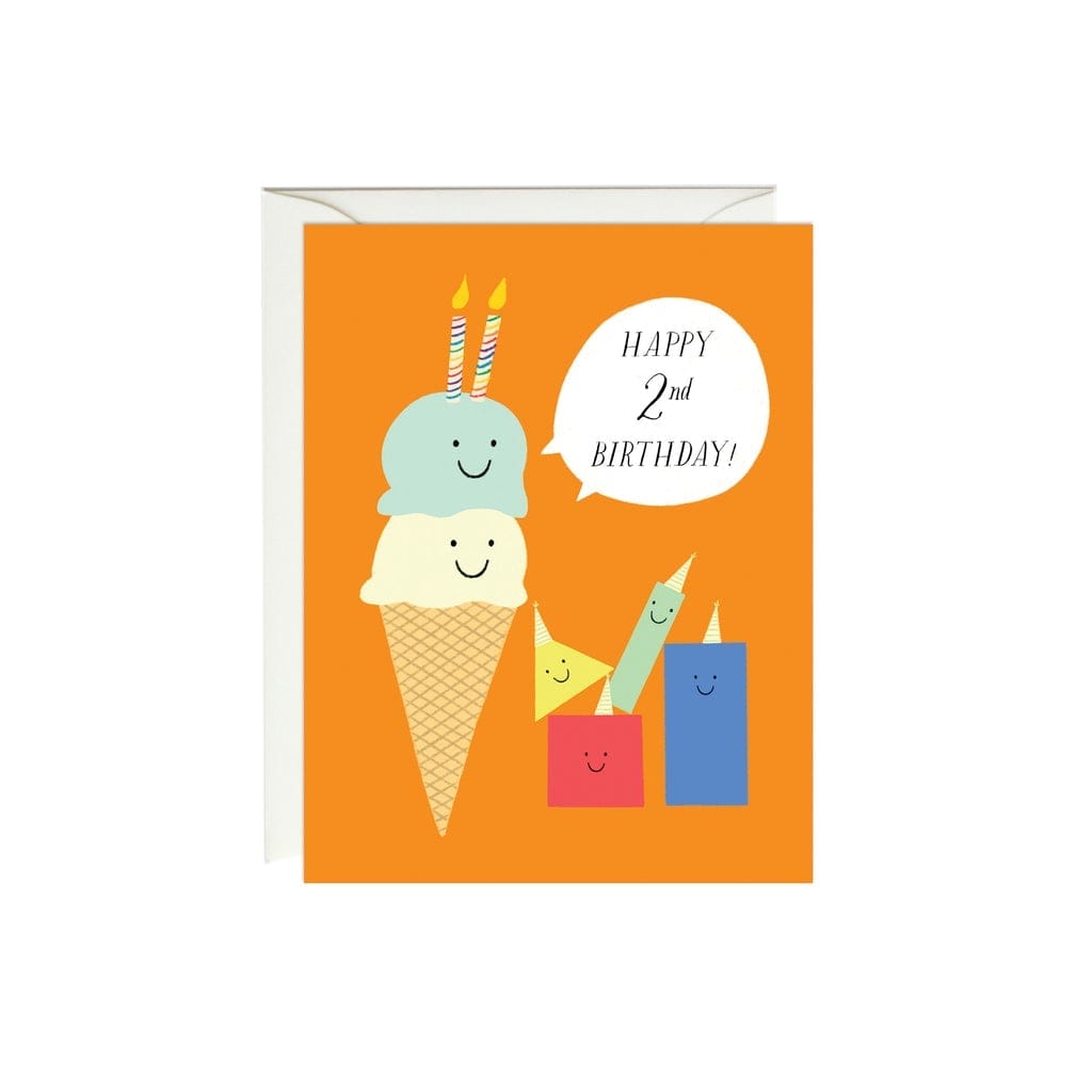 Paula & Waffle Card Second Birthday Ice Cream Card - 2nd Birthday Card