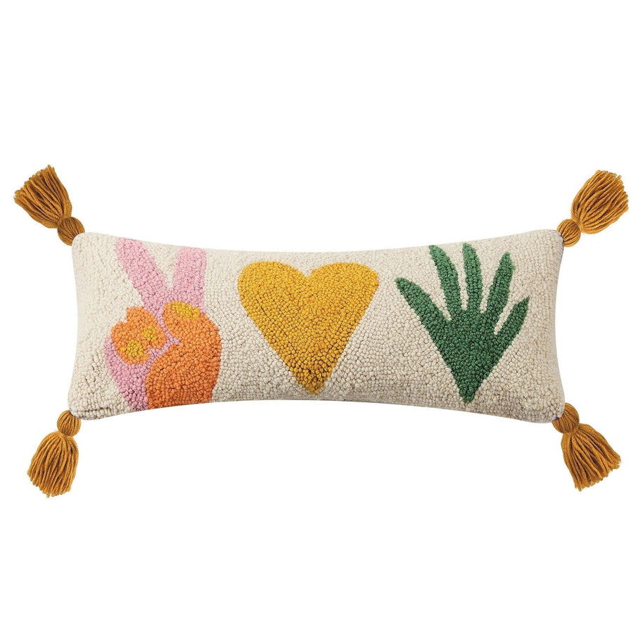 Peking Handcraft Pillow Peace, Love, Plants with Tassels Hook Pillow