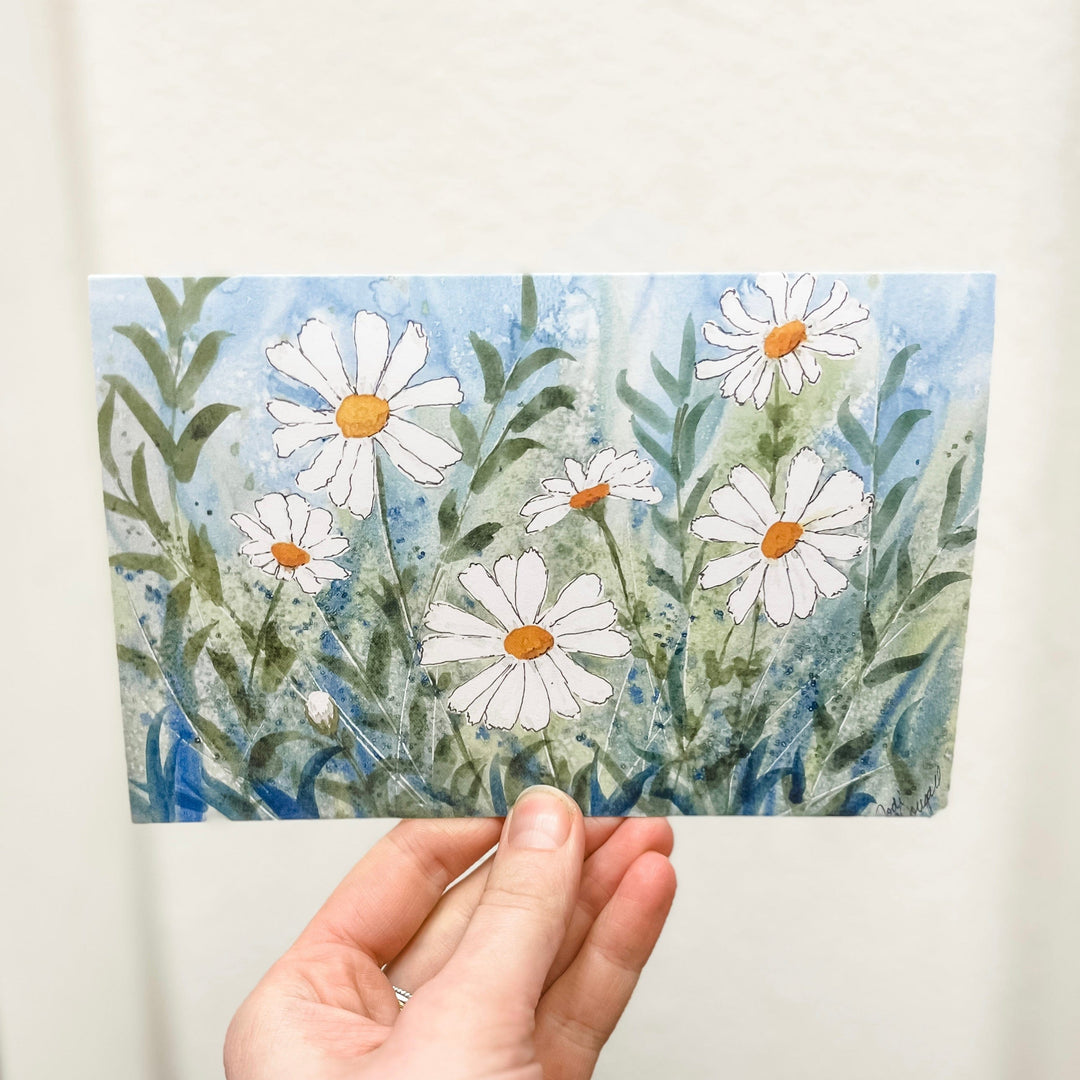 PEO Card Daisy's Blue Background Blank Card