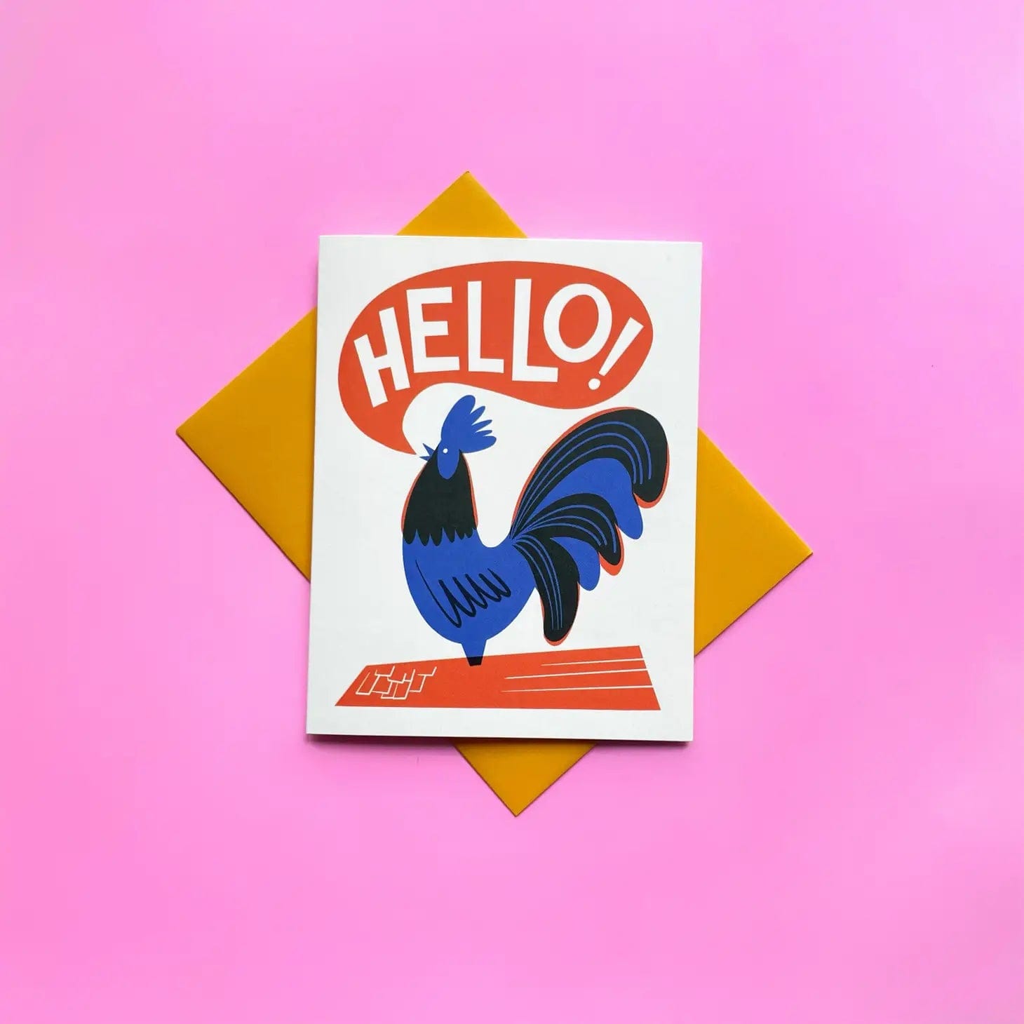 Pier Six Press Card Hello! Rooster Greeting Card