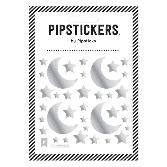Pipsticks Stickers Silver Holographic Moon & Stars Pipsticks