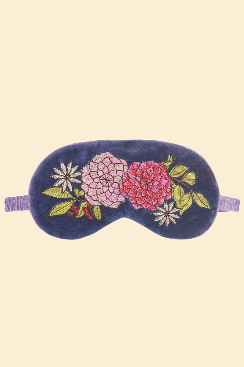 Powder Eye Mask Luxury Lavender Velvet Eye Mask - Floral in Indigo