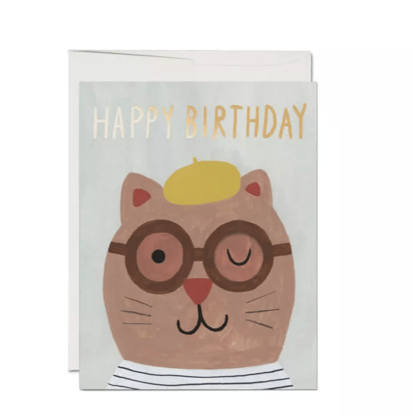 Red Cap Cards Card Lots of Cats French Fold Foil Birthday Card