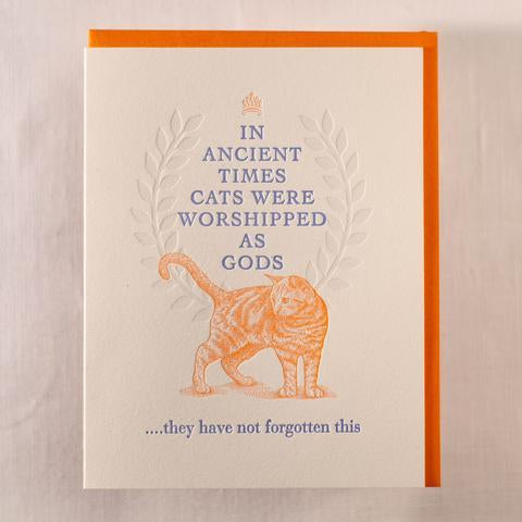 Red Oak Letterpress Card Cat Gods Card