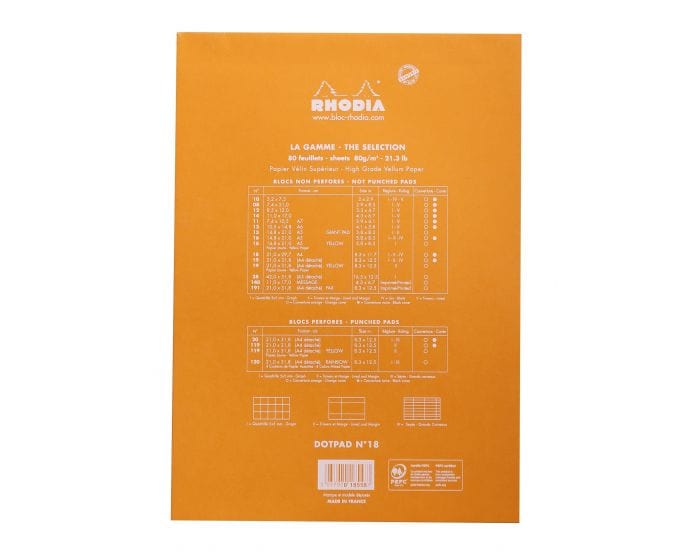 Rhodia Notepad Rhodia N° 18 Dot Grid Pad 8.25" x 11.75"