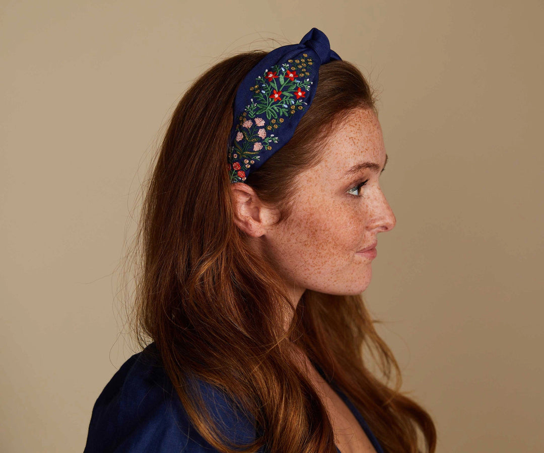 Rifle Paper Co. Hair Accessories Lottie Navy Embroidered Headband