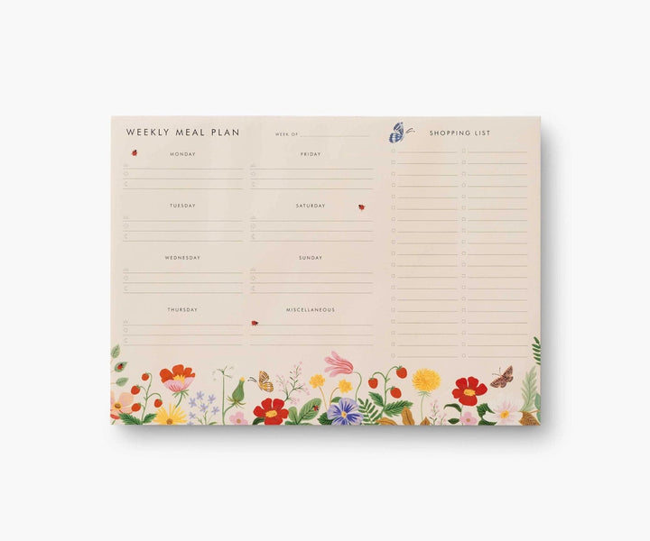 Rifle Paper Co. Notepad Strawberry Fields Meal Planner Notepad