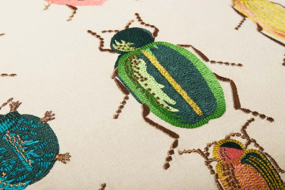 Rifle Paper Co. Pillow Beetles and Bugs Embroidered Pillow - Natural