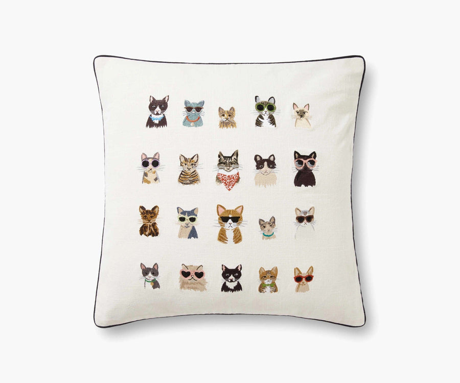Rifle Paper Co. Pillow Cool Cats Embroidered Pillow