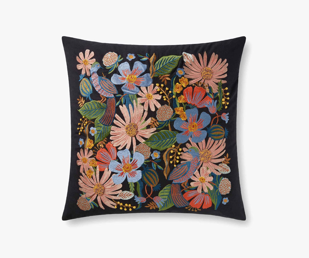 Rifle Paper Co. Pillow Dovecote Embroidered Pillow - Black