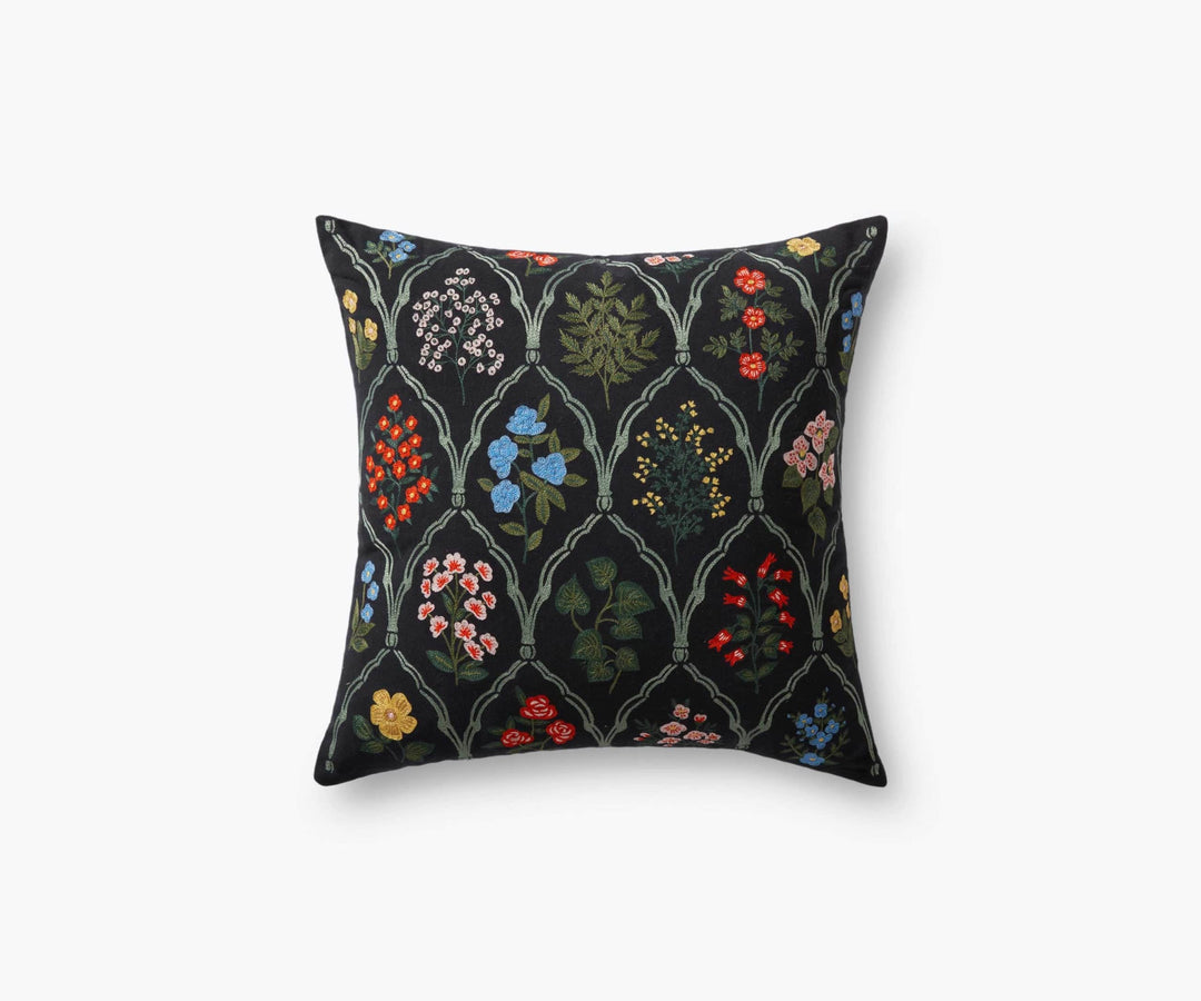 Rifle Paper Co. Pillow Rifle Paper Co. Hawthorne Embroidered Pillow - Black