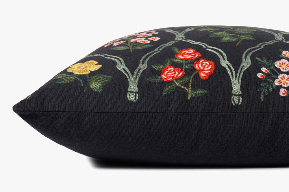 Rifle Paper Co. Pillow Rifle Paper Co. Hawthorne Embroidered Pillow - Black
