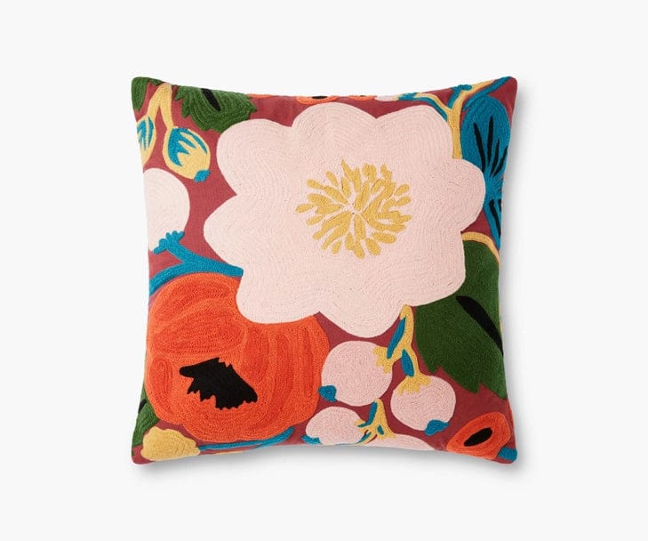 Rifle Paper Co. Pillows Crimson Vintage Blossoms Embroidered Pillow