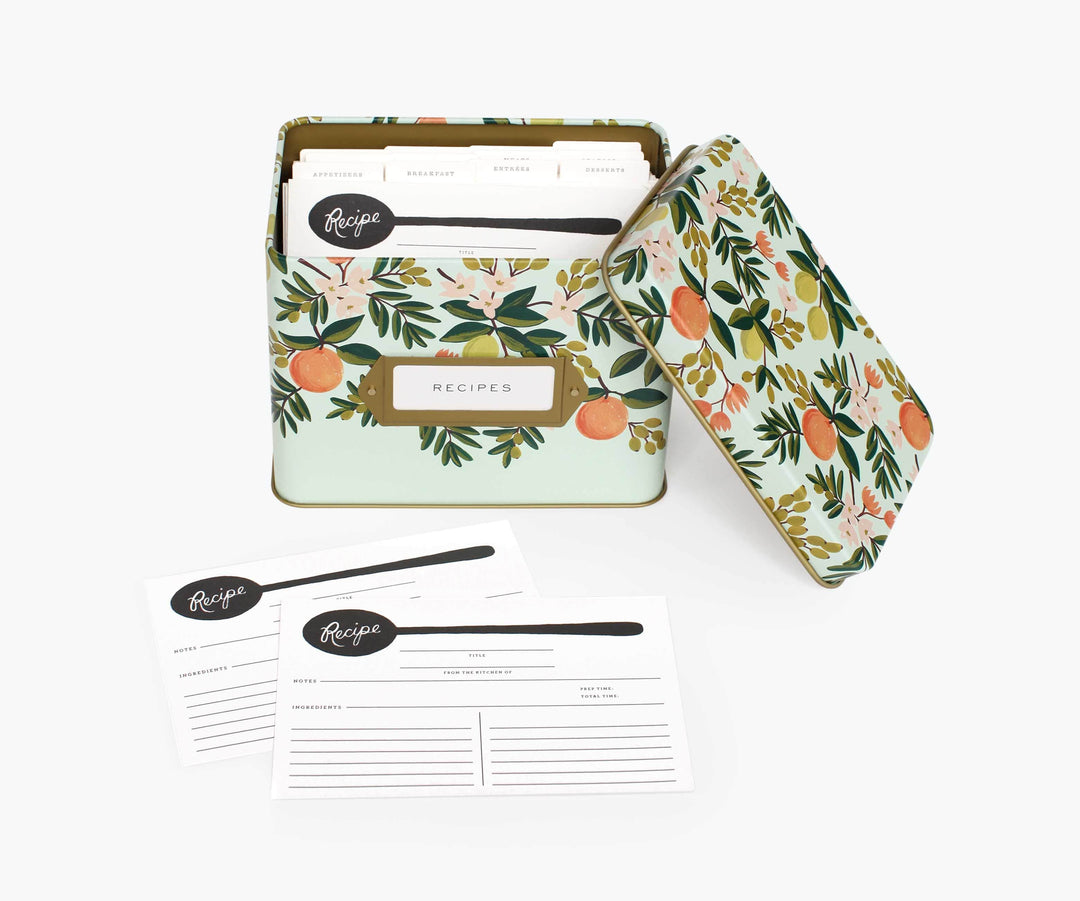 Citrus Floral Recipe Tin and Cards Recipe Tin Rifle Paper Co. 