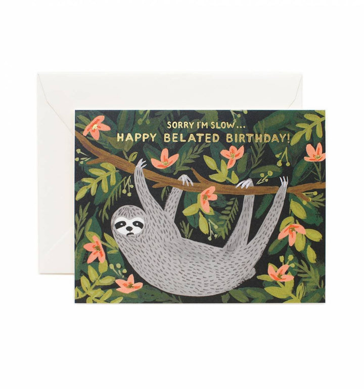 Rifle Paper Co. Single Card Belated Birthday Sloth Card