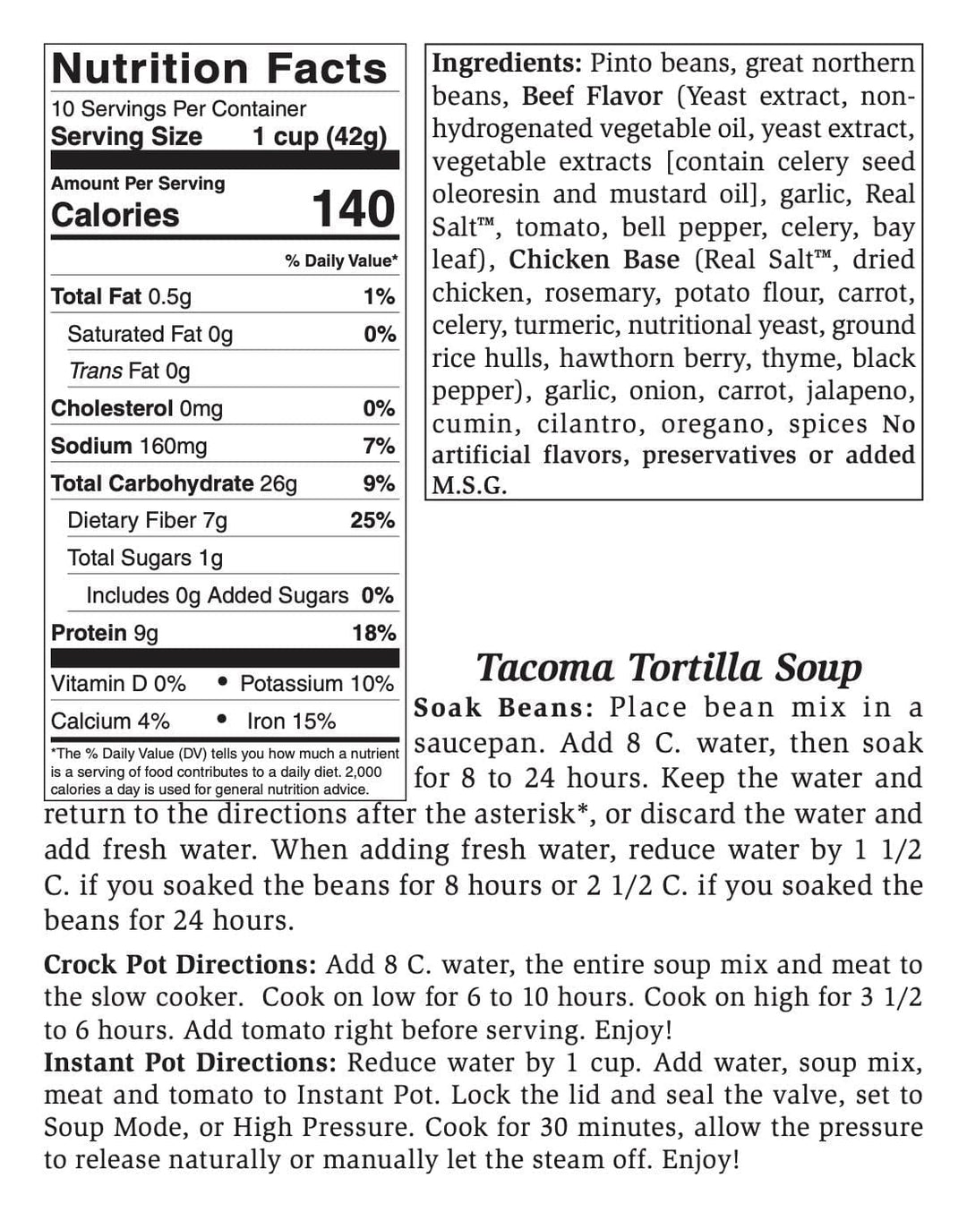Rill's Specialty Foods Soup Mix Tacoma Tortilla Soup - Small