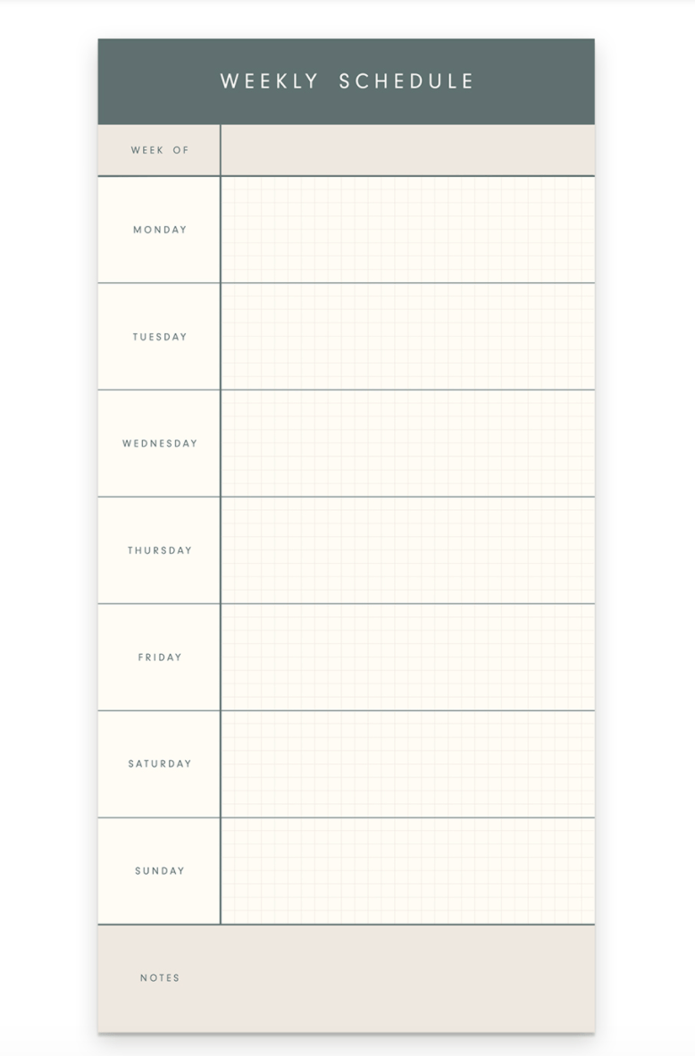 Ruff House Print Shop Notepad Weekly Schedule Notepad