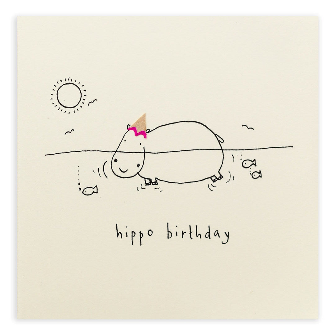 Ruth Jackson Card Birthday Hippo Pencil Shavings Card