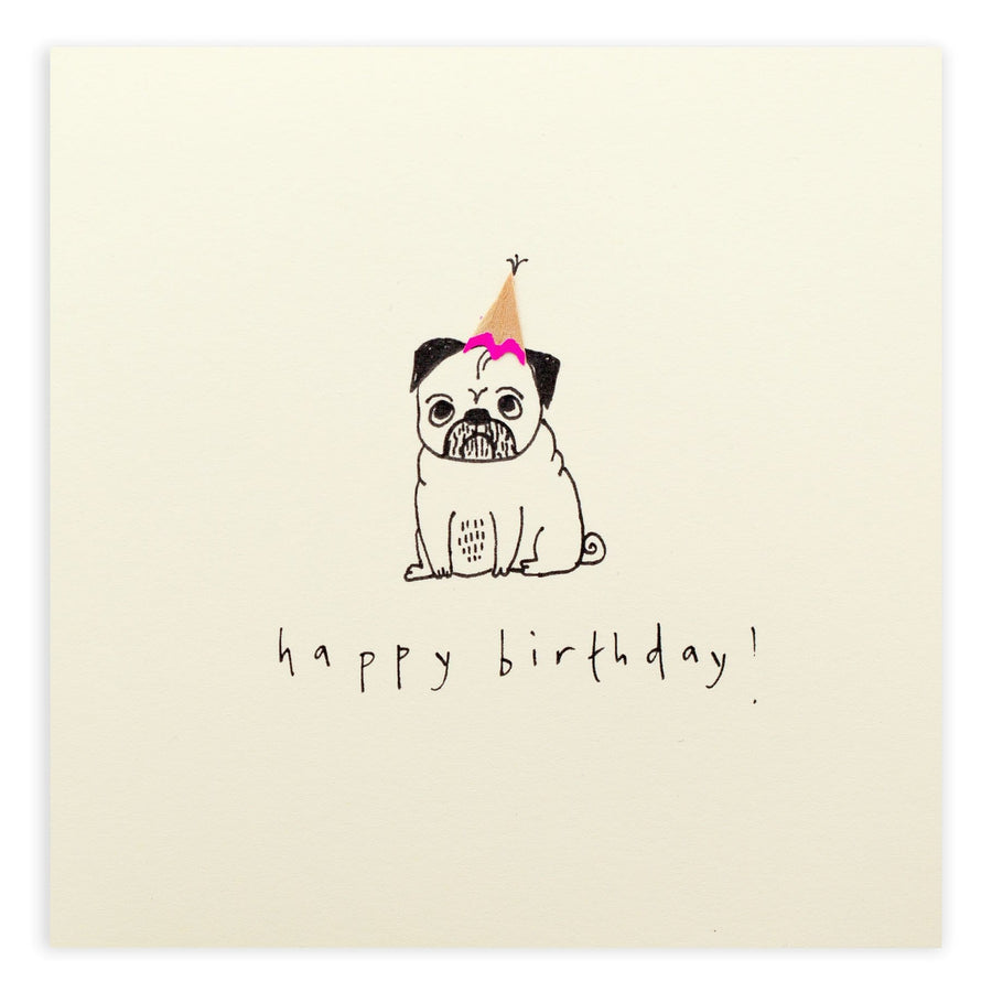 Ruth Jackson Card Birthday Pug Pencil Shavings Card