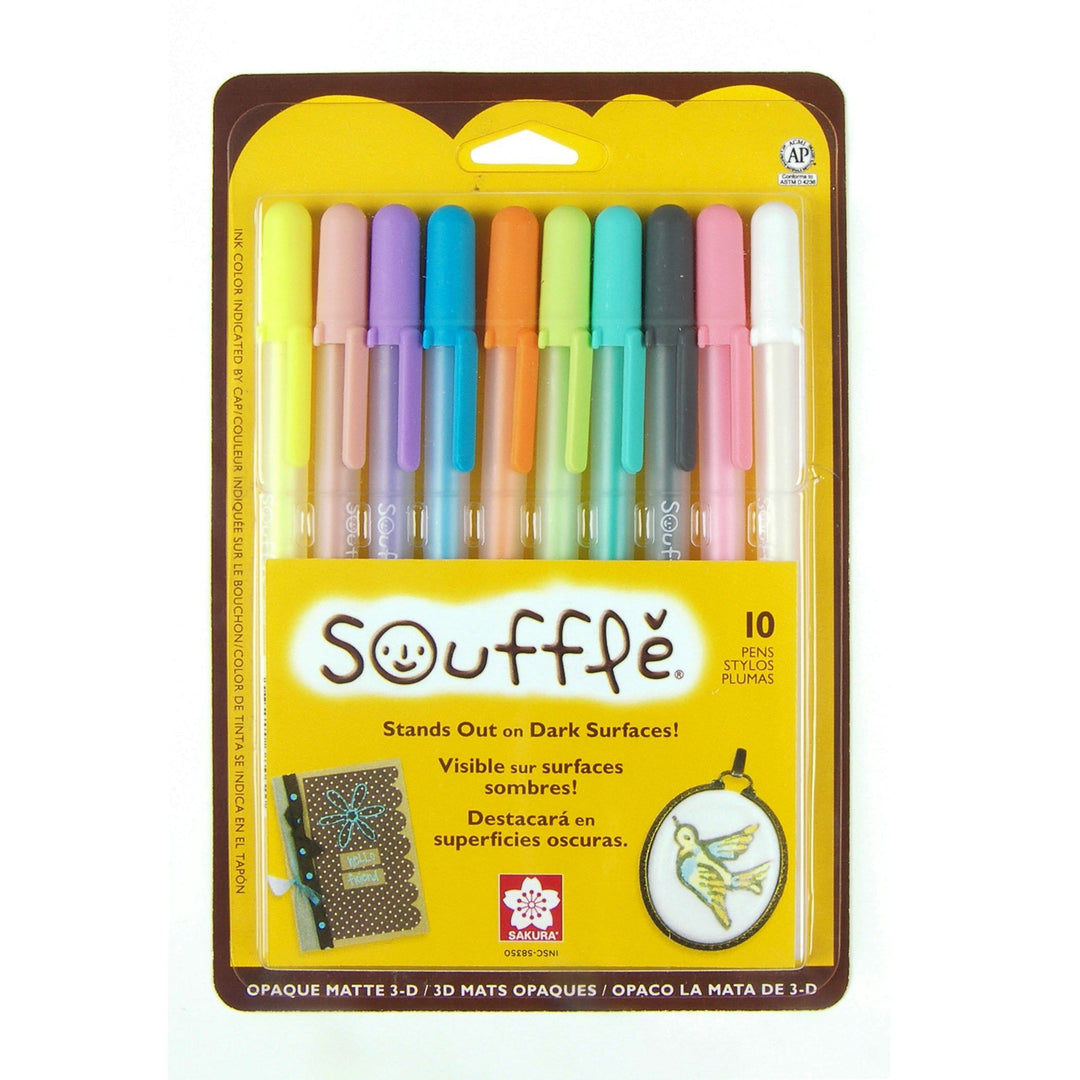 Sakura Pen Souffle 3D Opaque Matte Pens, Set of 10, Assorted Colors