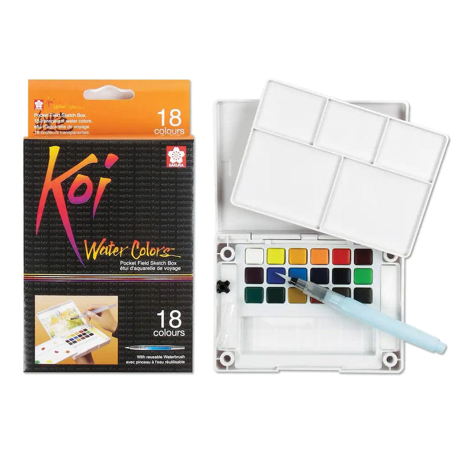 Sakura Watercolors Koi Watercolors Pocket Field Sketch Box Sets, 18-Color
