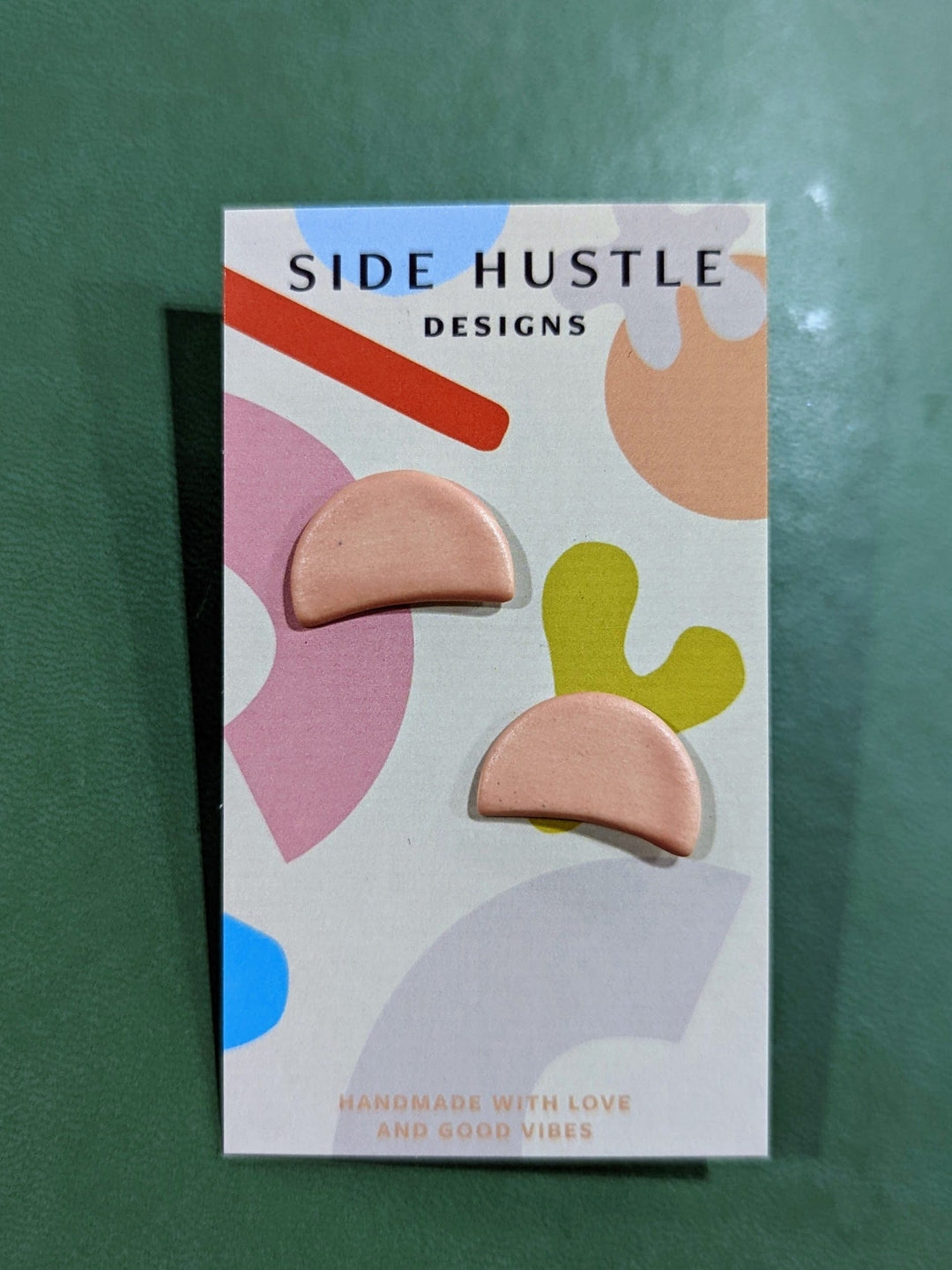 Side Hustle Designs Earrings Half Circle Studs